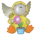 Russ Angel Cheeks Figurine - ANGEL DUCK ( Happy Easter w/ Flower )