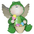 Russ Angel Cheeks Figurine - ANGEL FROG ( w/ Basket of Eggs )