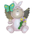 Russ Angel Cheeks Figurine - ANGEL PINK BUNNY ( with Flowers & Butterfly )