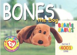 TY Beanie Babies BBOC Card - Series 1 Common - BONES the Dog