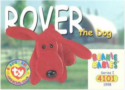 TY Beanie Babies BBOC Card - Series 1 Common - ROVER the Dog