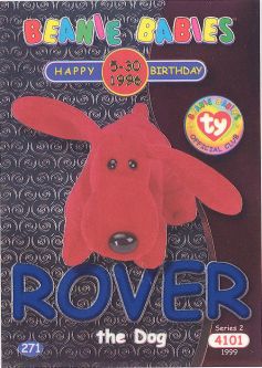 TY Beanie Babies BBOC Card - Series 2 Birthday (BLUE) - ROVER the Dog