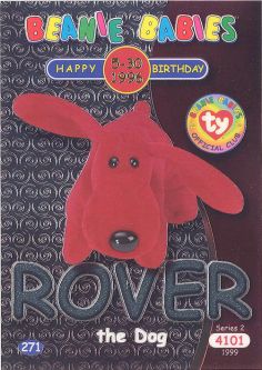 TY Beanie Babies BBOC Card - Series 2 Birthday (SILVER) - ROVER the Dog