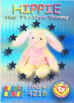TY Beanie Babies BBOC Card - Series 3 Wild (TEAL) - HIPPIE the Ty-Dye Bunny