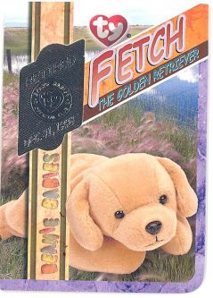 TY Beanie Babies BBOC Card - Series 4 Retired (SILVER) - FETCH the Dog (#/3528)