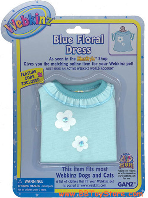 Webkinz Clothing - BLUE FLORAL DRESS