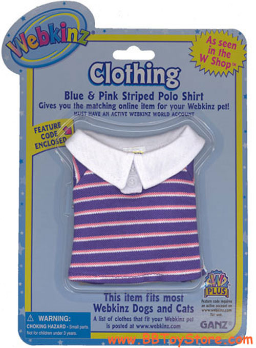Webkinz Clothing - BLUE & PINK STRIPED POLO SHIRT