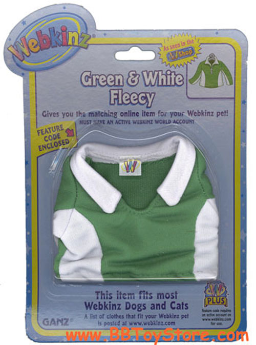 Webkinz Clothing - GREEN & WHITE FLEECY