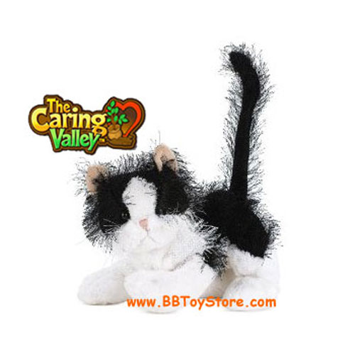 Webkinz Virtual Pet Plush - BLACK & WHITE CAT ( w/ Green Caring Valley Tag)
