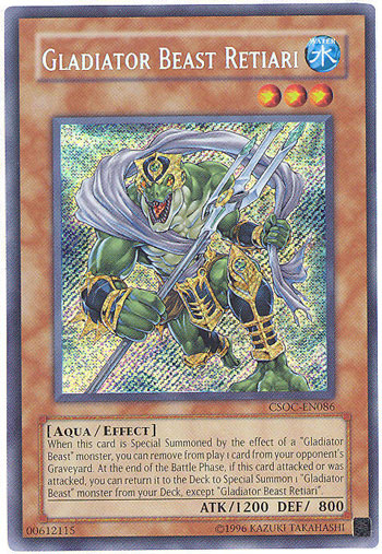 Yu-Gi-Oh Card - CSOC-EN086 - GLADIATOR BEAST RETIARI (Secret Rare Holo)