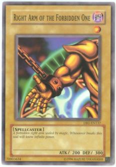 Yu-Gi-Oh Card - DB1-EN137 - RIGHT ARM OF THE FORBIDDEN ONE (common)