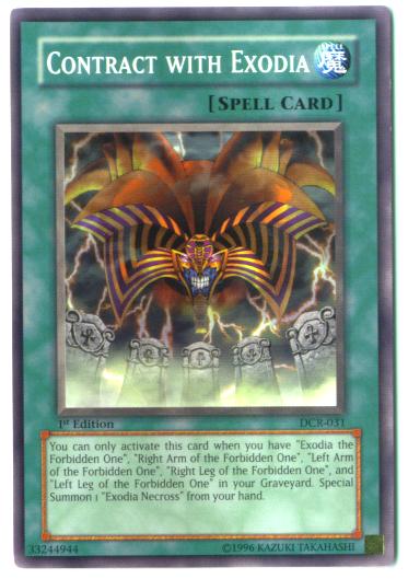 Yu-Gi-Oh Card - DCR-031 - CONTRACT WITH EXODIA (common)