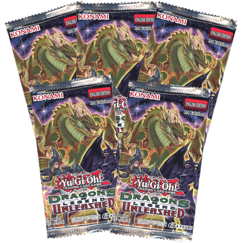 Yu-Gi-Oh Cards - Dragons of Legend Unleashed - Booster Packs (5 Pack Lot)