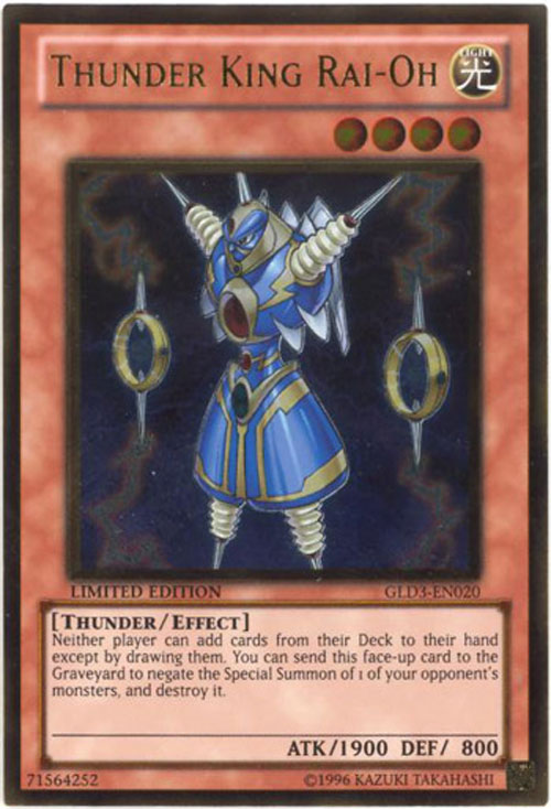 Yu-Gi-Oh Card - GLD3-EN020 - THUNDER KING RAI-OH (ultra gold rare holo)