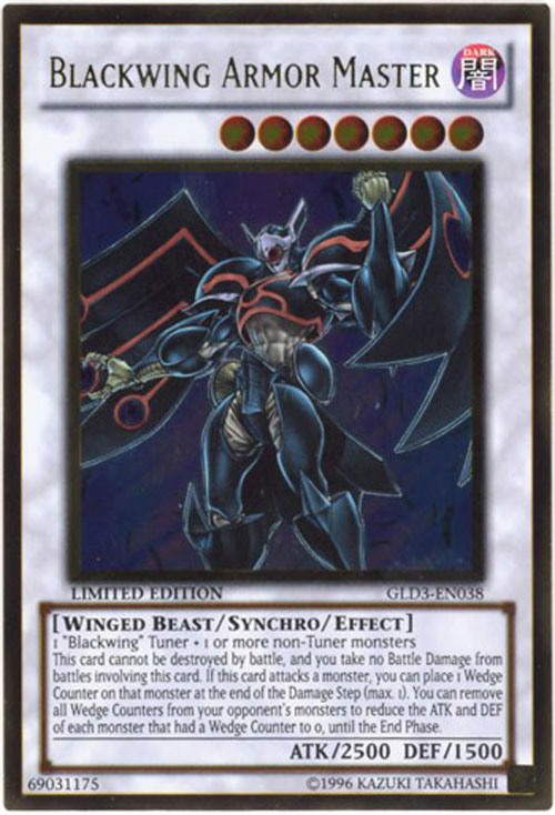 Yu-Gi-Oh Card - GLD3-EN038 - BLACKWING ARMOR MASTER (ultra gold rare holo)