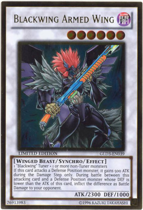 Yu-Gi-Oh Card - GLD3-EN039 - BLACKWING ARMED WING (ultra gold rare holo)