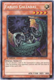 Yu-Gi-Oh Card - HA02-EN033 - FABLED GALLABAS (secret rare holo)