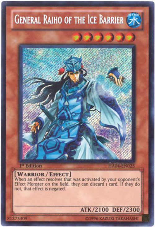 Yu-Gi-Oh Card - HA04-EN025 - GENERAL RAIHO OF THE ICE BARRIER (secret rare holo)