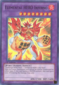 Yu-Gi-Oh Card - LCGX-EN076 - ELEMENTAL HERO INFERNO (super rare holo)