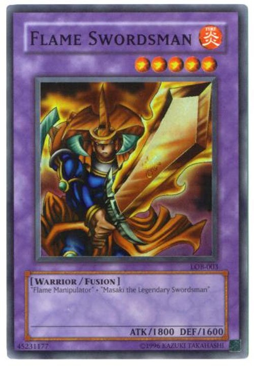 Yu-Gi-Oh Card - LOB-003 - FLAME SWORDSMAN (super rare holo)