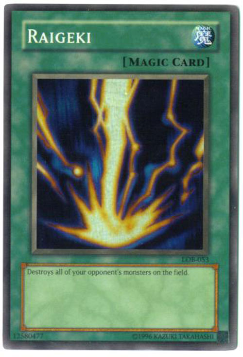 Yu-Gi-Oh Card - LOB-053 - RAIGEKI (super rare holo)