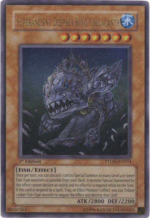 Yu-Gi-Oh Card - PTDN-EN034 - SUPERANCIENT DEEPSEA KING COELACANTH (Ultra Rare Holo)