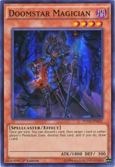 Yu-Gi-Oh Card - PEVO-EN021 - DOOMSTAR MAGICIAN (super rare holo)