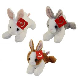 Aurora World Plush - Mini Flopsie - Set of 3 - BABY BUNNIES (Brown & White, Grey & White and White)