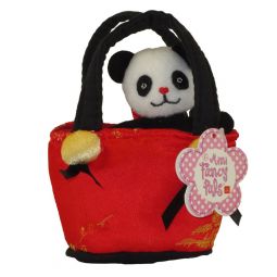 Aurora World Plush - Mini Fancy Pals Pet Carrier - PANDA in Red Asian Print Carrier (5 inch)