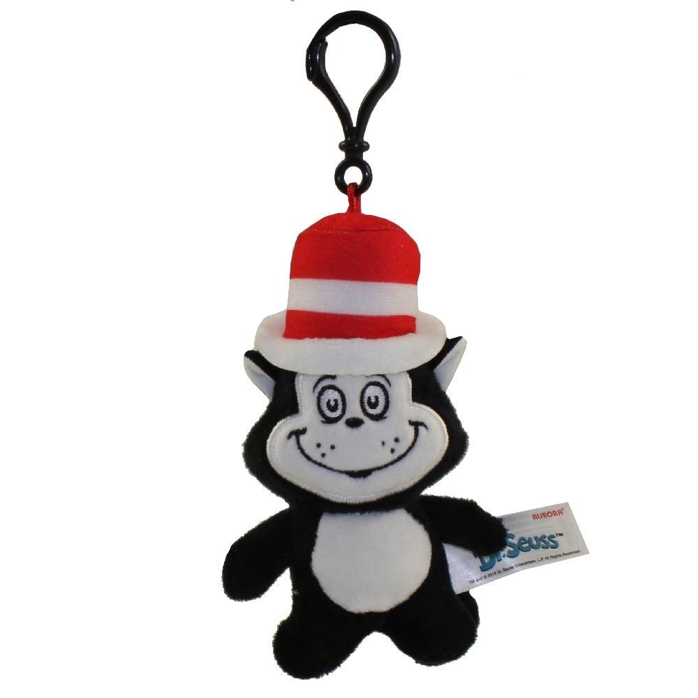 Aurora World Plush - Dr. Seuss - CAT IN THE HAT (Plastic Key Clip - 5 inch)