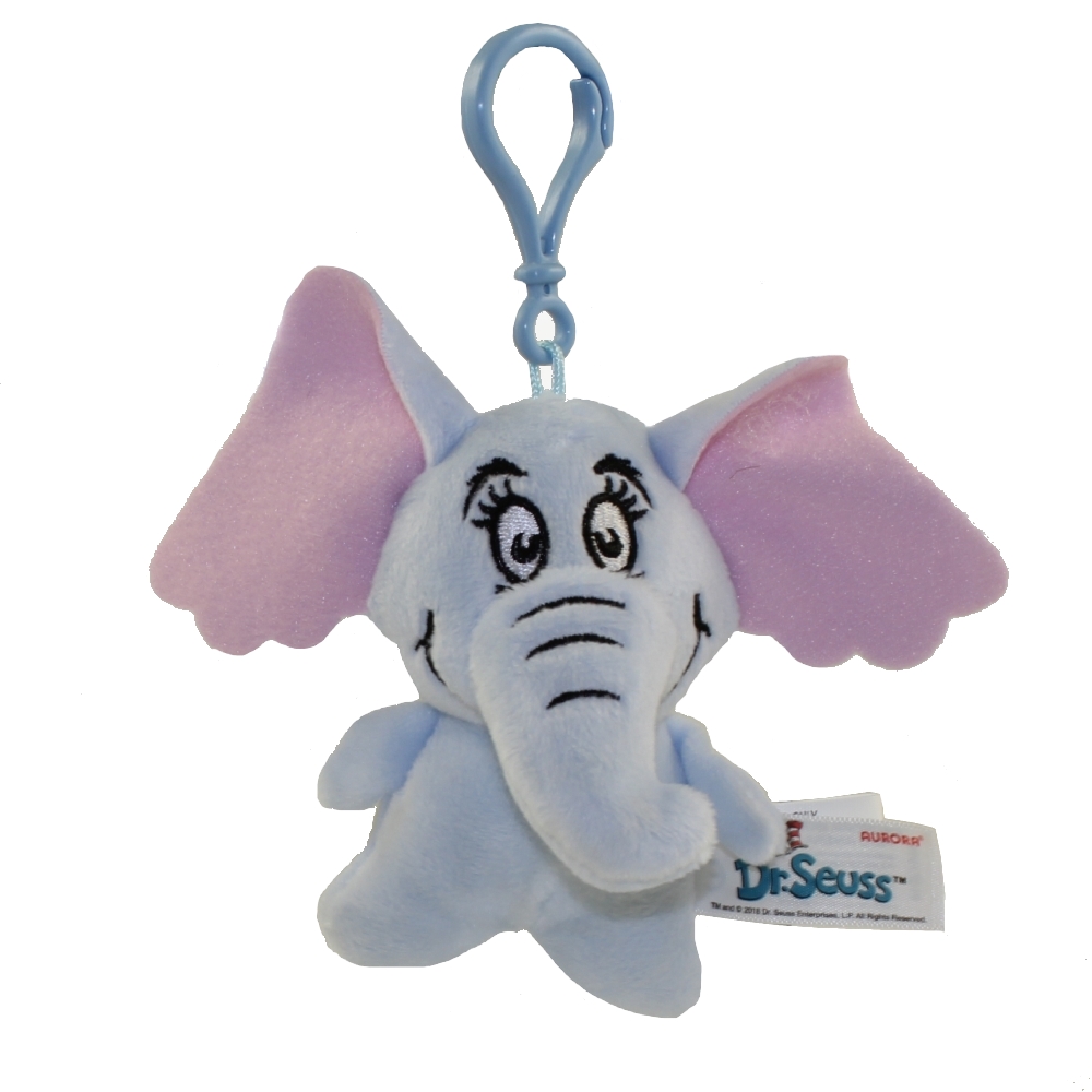 Aurora World Plush - Dr. Seuss - HORTON (Plastic Key Clip - 5 inch)