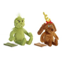 Aurora World Plush Dr. Seuss' The Grinch Shoulderkins - SET OF 2 (The Grinch & Max the Dog)(7 inch)