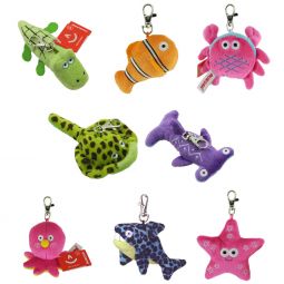 Aurora World Plush - Fanta-Sea Life Clip Ons - SET OF 8 (Shark, Crab, Octopus, Starfish +4)(4 inch)