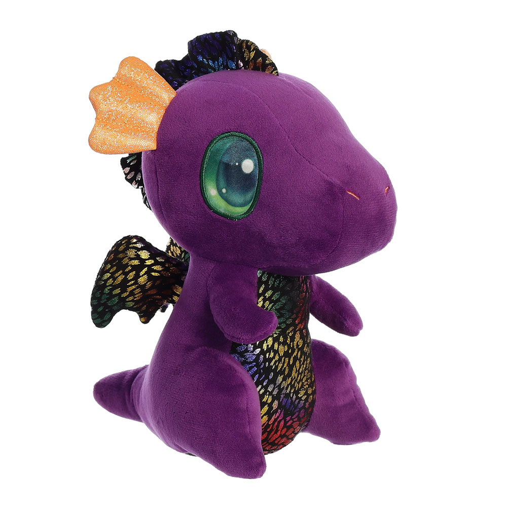 Aurora World Plush - Light-Up Cuties - SHIMMERY PURPLE DRAGON (Eyes Light Up!)(9 inch)