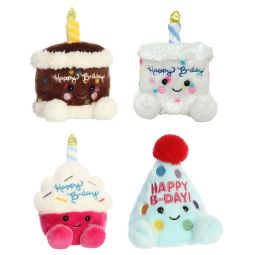 Aurora World Plush Palm Pals - BIRTHDAY SET OF 4 [Choco, Happy B'Day Cake, Sparkle & Viva](5 inch)