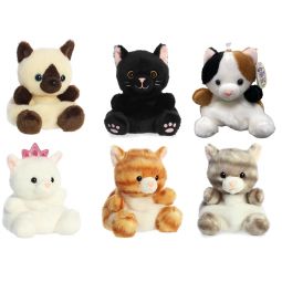 Aurora World Plush - Palm Pals - SET OF 6 CATS [Peebs, Silver, Meow Kitty, Dusty +2](5 inch)