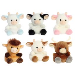Aurora World Plush Palm Pals - SET OF 6 COWS [Belle, Hubert, Caroline, Skyla, Sweetie +1](5 in)