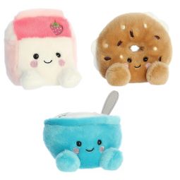 Aurora World Plush - Palm Pals - SET OF 3 FOOD [Trixie, Fresa & Tony Everything Bagel](5 inch)