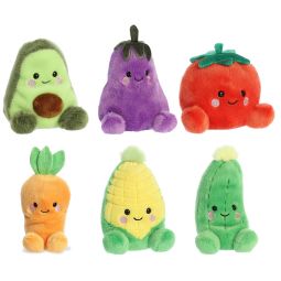 Aurora World Plush Palm Pals - SET OF 6 FRUIT & VEGETABLES [Airy, Wavey, Boyd, Aubrey +2](5 inch)