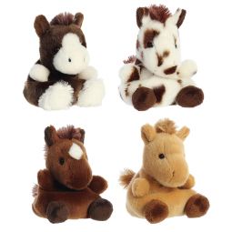 Aurora World Plush Palm Pals - SET OF 4 HORSES [Darius, Gallop, Haymitch & Truffle](5 inch)