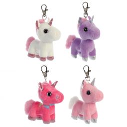 Aurora World Plush - Sparkle Tales - SET OF 4 UNICORNS (Lolly, Bonbon, Rainbow & Blossom)(Key Clips)