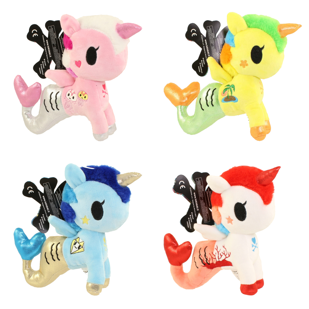 Aurora World Plush - Tokidoki Mermicorno - SET OF 4 (Cora, Corsica, Gelatina & Tropico)(Sm - 7.5 in)