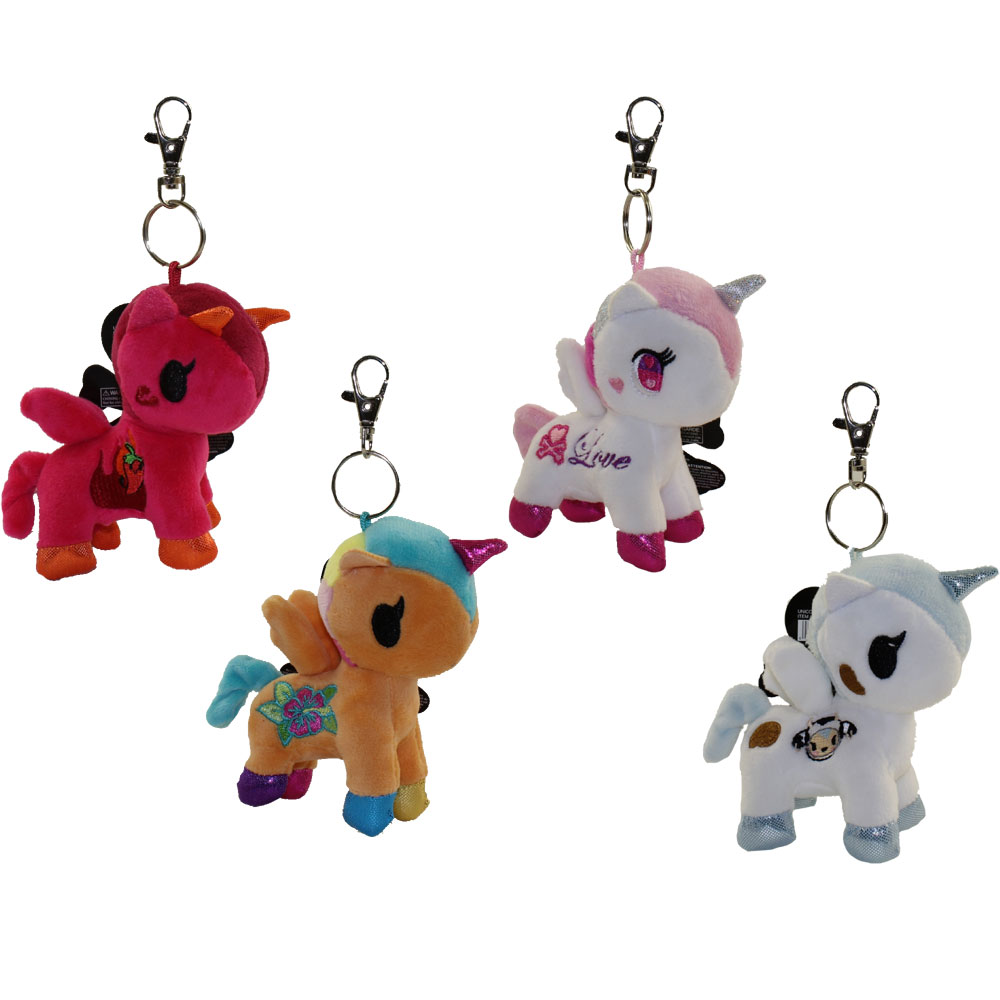 Aurora World Plush - Tokidoki Unicorno - SET OF 4 CLIP-ONS (4.5 inch)