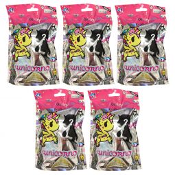 Aurora World Plush - Tokidoki Unicorno Series 5 - BLIND BAGS (5 Pack Lot)(Clip-Ons - 4.5 inch)