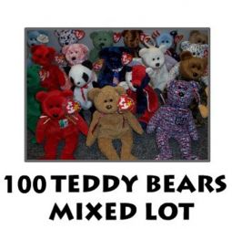 TY Beanie Babies - Mixed Lot of 100 TEDDY BEARS