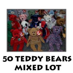 TY Beanie Babies - Mixed Lot of 50 TEDDY BEARS
