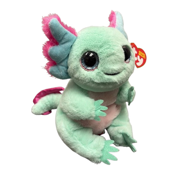 TY Beanie Baby (Beanie Bellies) - ALEX the Pastel Axolotl [Pink Ears/Tail](6 inch) *Version 2*