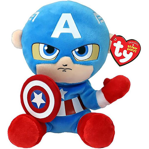 TY Beanie Baby Marvel Super Heroes - CAPTAIN AMERICA [2023](Soft Body - 7.5  inch):  - Toys, Plush, Trading Cards, Action Figures & Games  online retail store shop sale