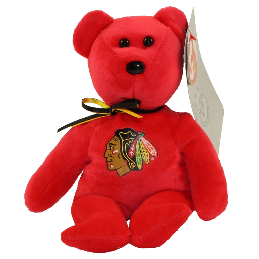 TY Beanie Baby - NHL Hockey Bear - CHICAGO BLACKHAWKS (8 inch)