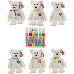 TY Beanie Babies - COLOR ME TEDDY BEARS (Set of 6 Replacements) (7.5 inch)